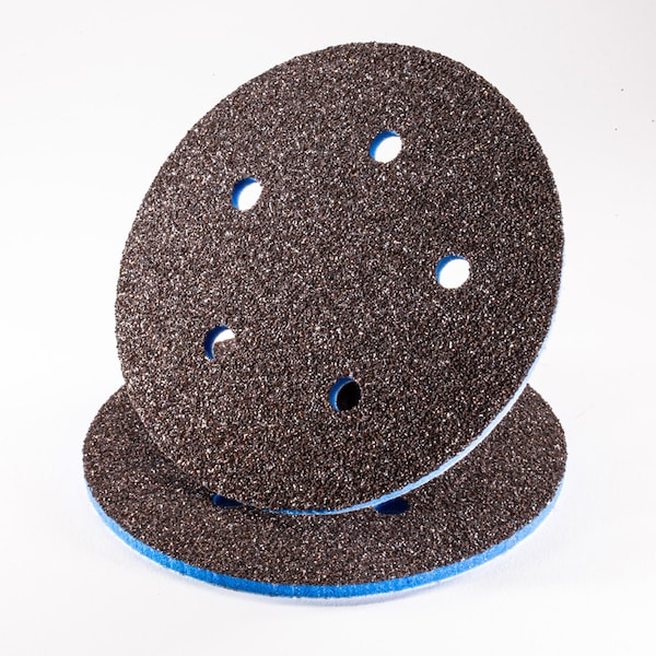 Uneeda EKASILK PLUS 5mm Sponge 5" Medium (120-150 Grit Finish) 5 Holes Hook & Loop Sanding Pad, PK25 P-105652 - main